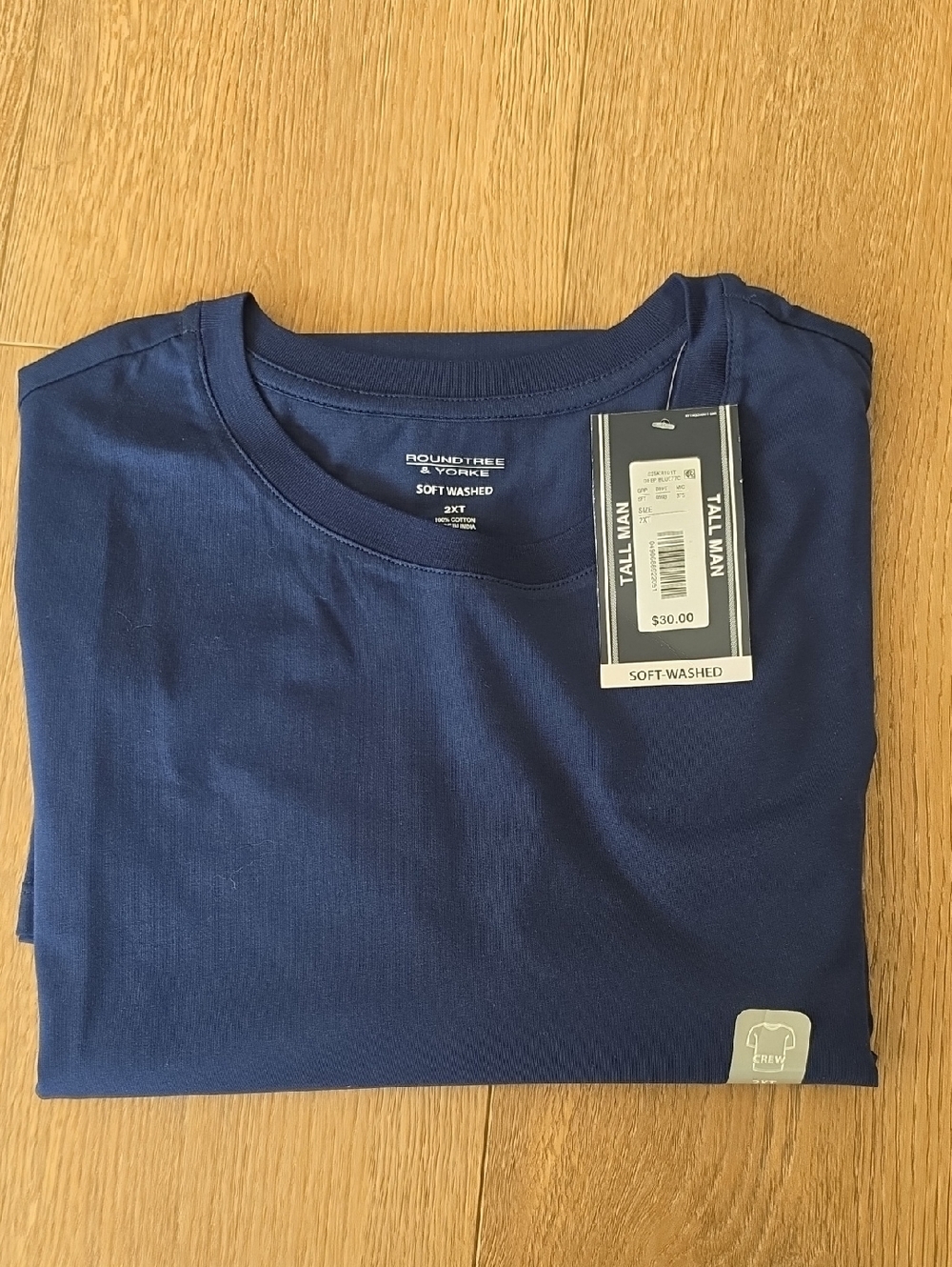 Men's Navy Big&Tall 2XT Roundtree & Yorke Soft Washed Short Sleeve Crew T-Shirt